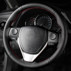 Anti-Slip Black Leather Car Steering Wheel Braid Cover For Toyota RAV4 2013-2019 Corolla 2014-2019 Auris 2013-2016 Scion iM 2016