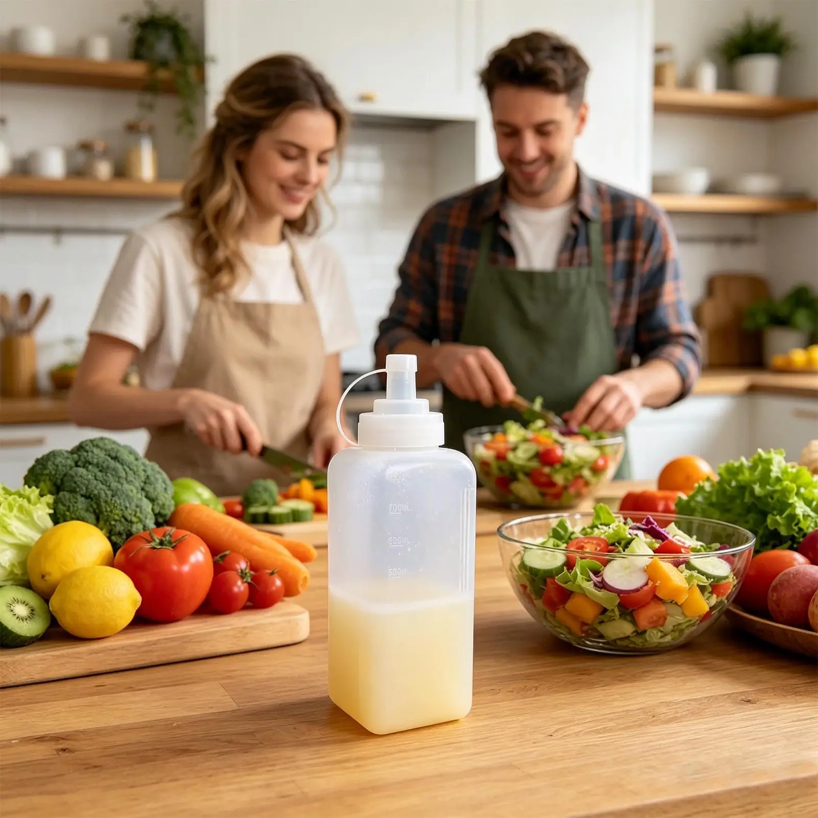 

Large Capacity Squeeze Bottles Wide Mouth Leak Proof Refillable Condiment Dispenser with Scale for Ketchup, Mayo, Syrup, Salad