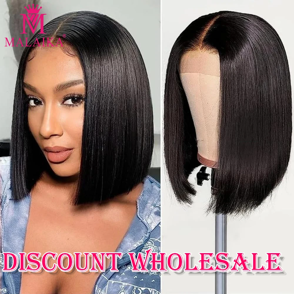 Malaika Cheap Wholesale 5pcs 13x4 Frontal Lace Wig Straight Bob Lace Front Wigs Human Hair 180% Density Short Bob Wigs for Women