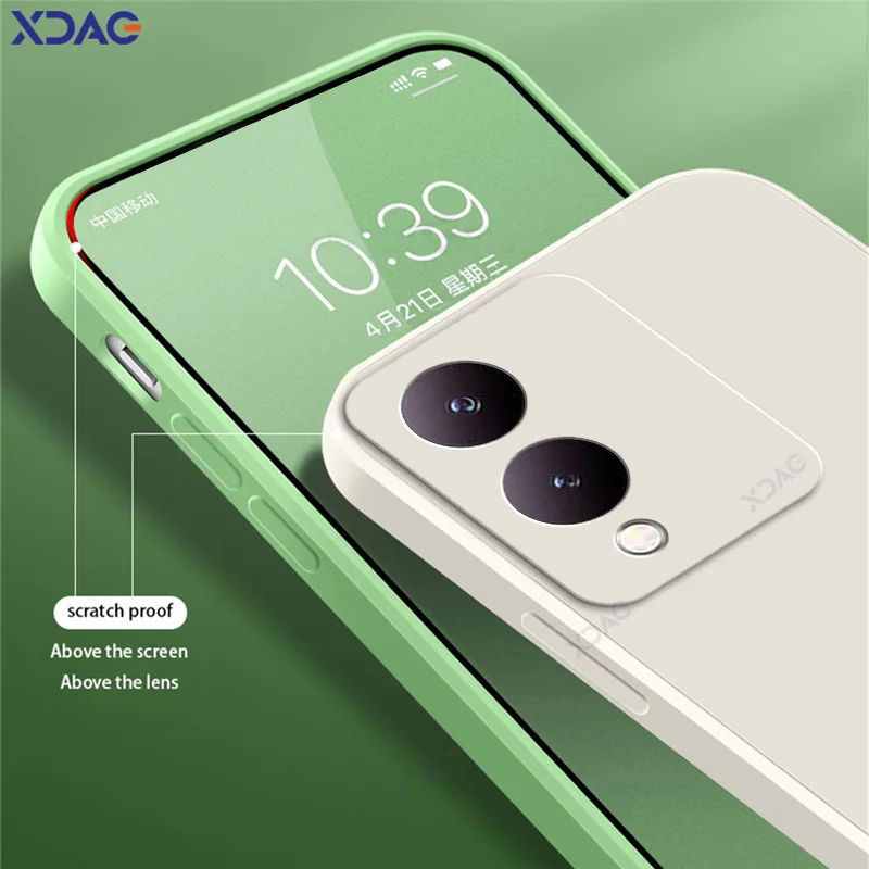 

Original Square Liquid Silicone Shockproof Phone Cases for VIVO G2 VIVOG2 5G Soft Lens Protective Back Cover Housing Accessories