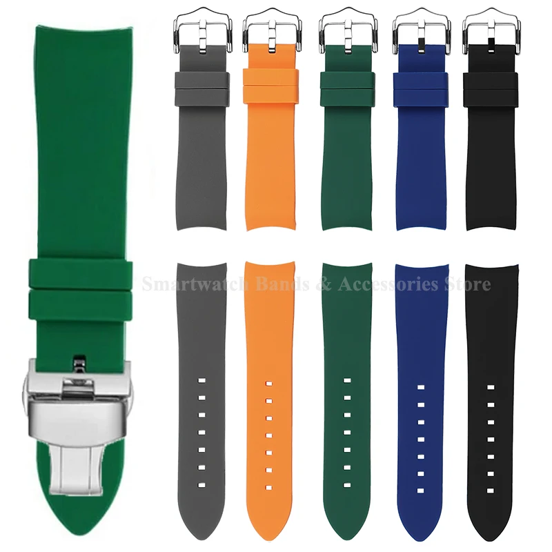 

18mm 19mm 20mm 21mm 22mm 24mm Silicone Watch Strap for Citizen for Seiko Curved End Strap Butterfly Buckle Waterproof Wrist Band