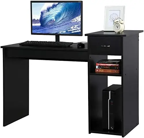 

Computer Desk, 47 inch Office Computer Desk, Study Writing PC Table Workstation with Drawers and Printer Shelf for Small Spaces