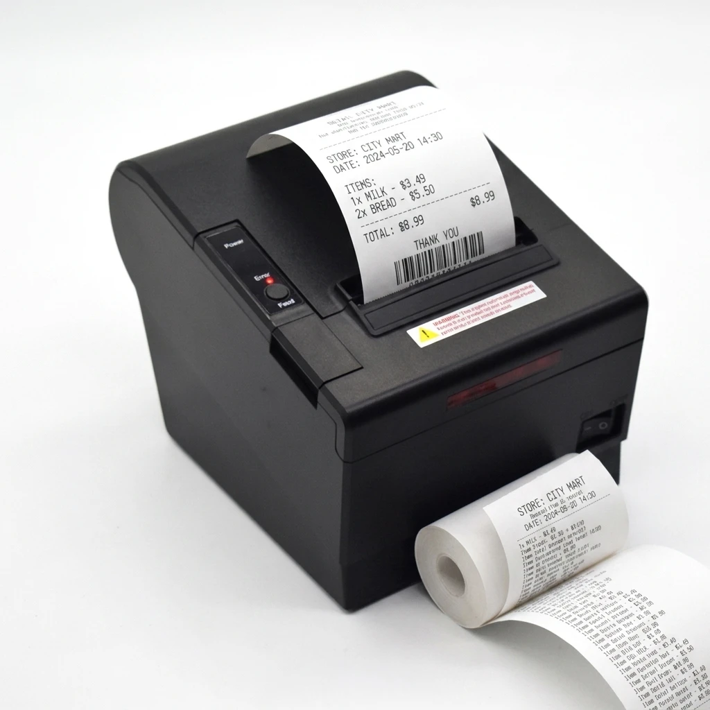 80mm Wireless Bluetooth Thermal Receipt POS Receipt Printer with Auto Cutter and Beeping and Flash Alarm