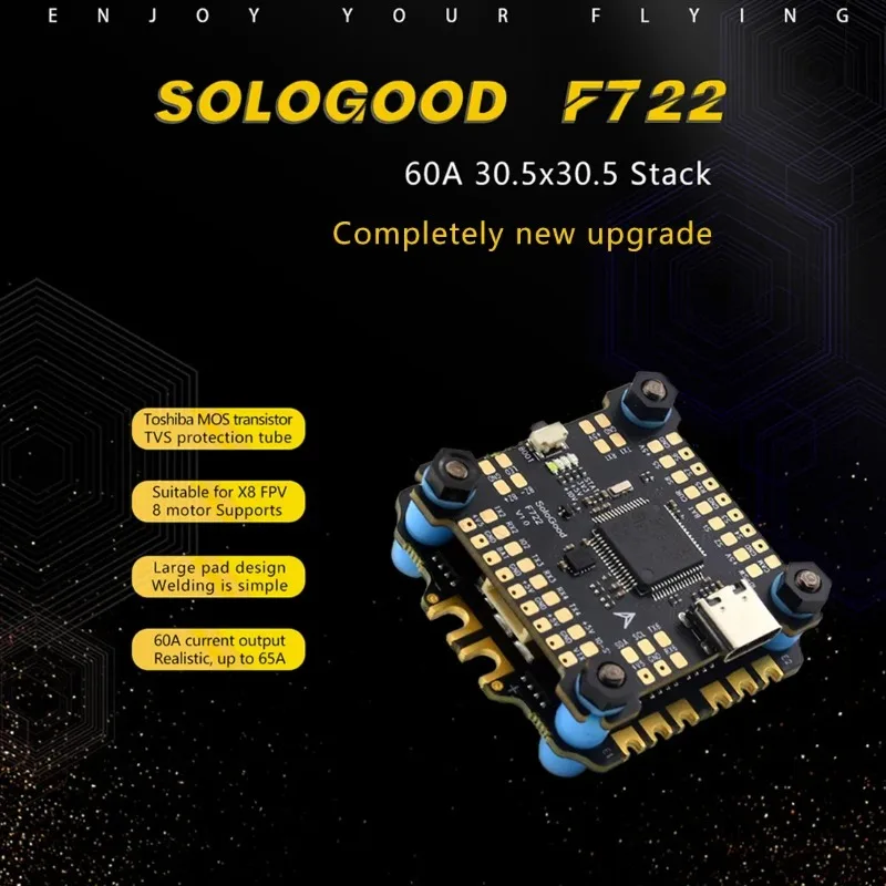 BaMasSoloGood F722 60A Stack ICM42688P F722 Flight Controller BLHELI_S 60A 4in1 ESC 30.5X30.5mm 2-6S For FPV Freestyle Drones Pa