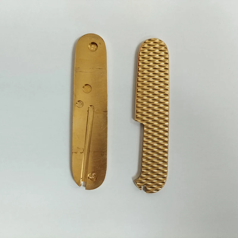 Custom Brass Material Knife Handle Scales For 91MM Victorinox Swiss Army Knives With Slots for Toothpick Tweezers Grip DIY Part