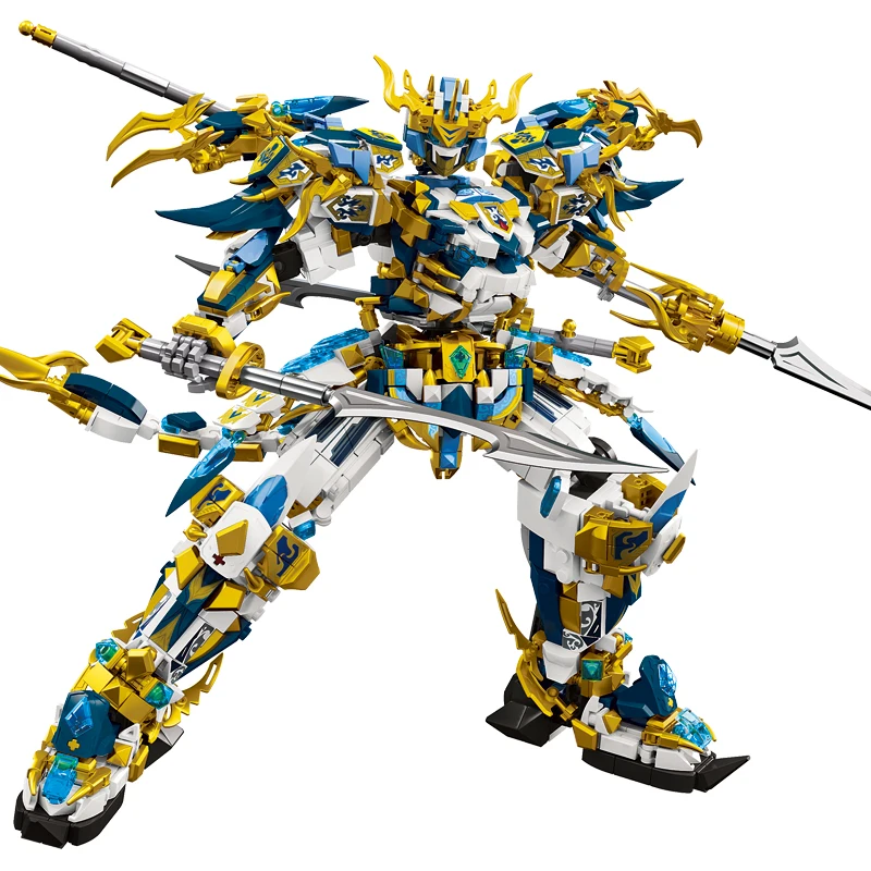SunWuKong Warrior Mech Robot Building Blocks MOC Chinoiserie Action Figure Brick Children City Construction Display Toy