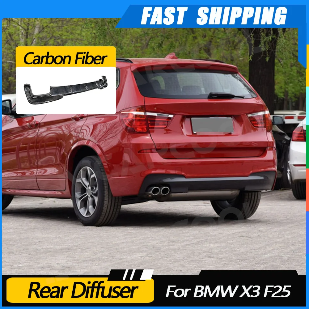 Voor BMW X3 F25 M Sport 2014-2017 Koolstofvezel Diffuser Bumper Lip Bodykits Vlag Spoiler Splitter Bescherm cover Accessoires