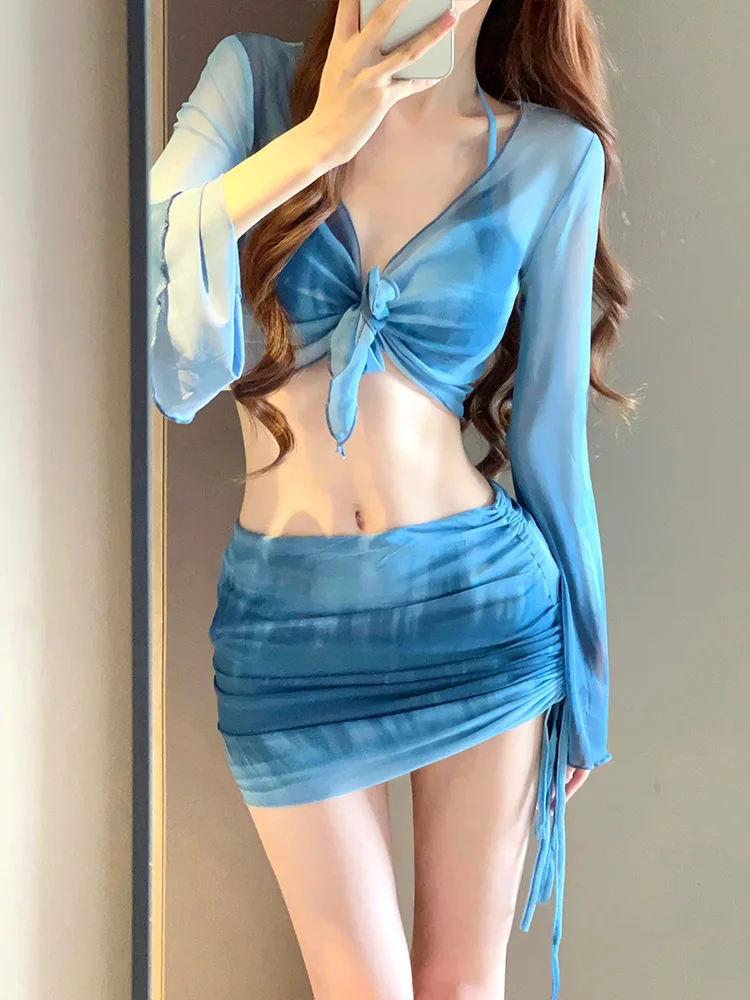 Bikini con abertura para mujer, traje de baño Sexy para vacaciones en la playa, tendencia 2024