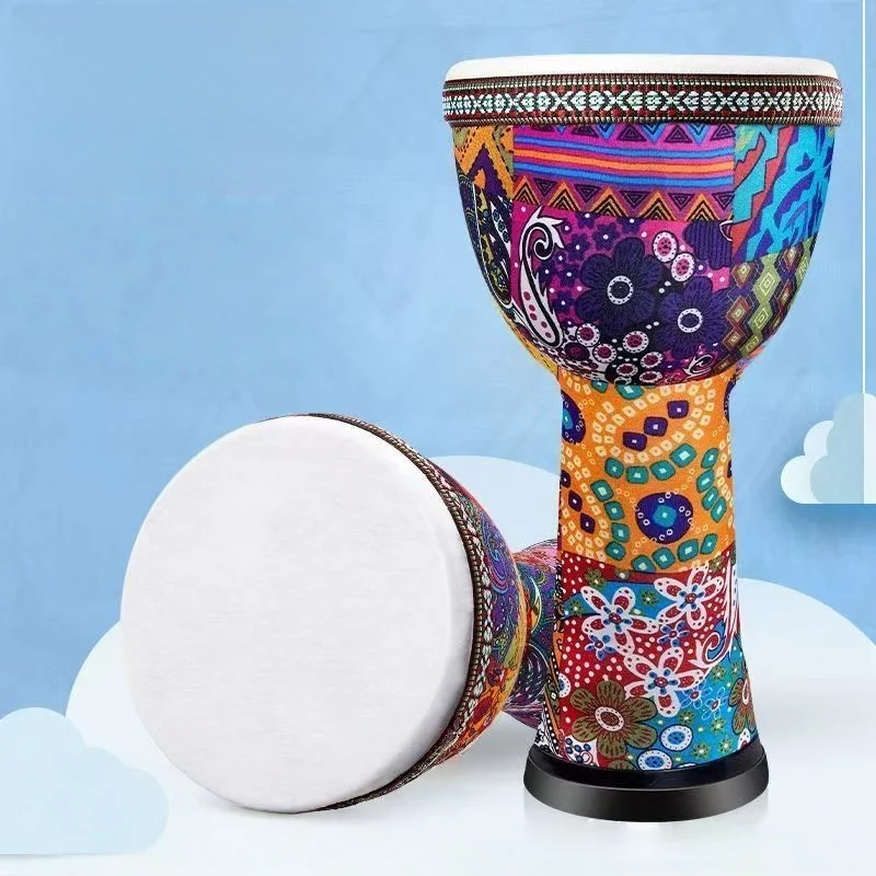 8-inch African Drum Imitation Sheepskin Light Tambourine With Straps Leather Percussion Instrument Tune-free Tambourine