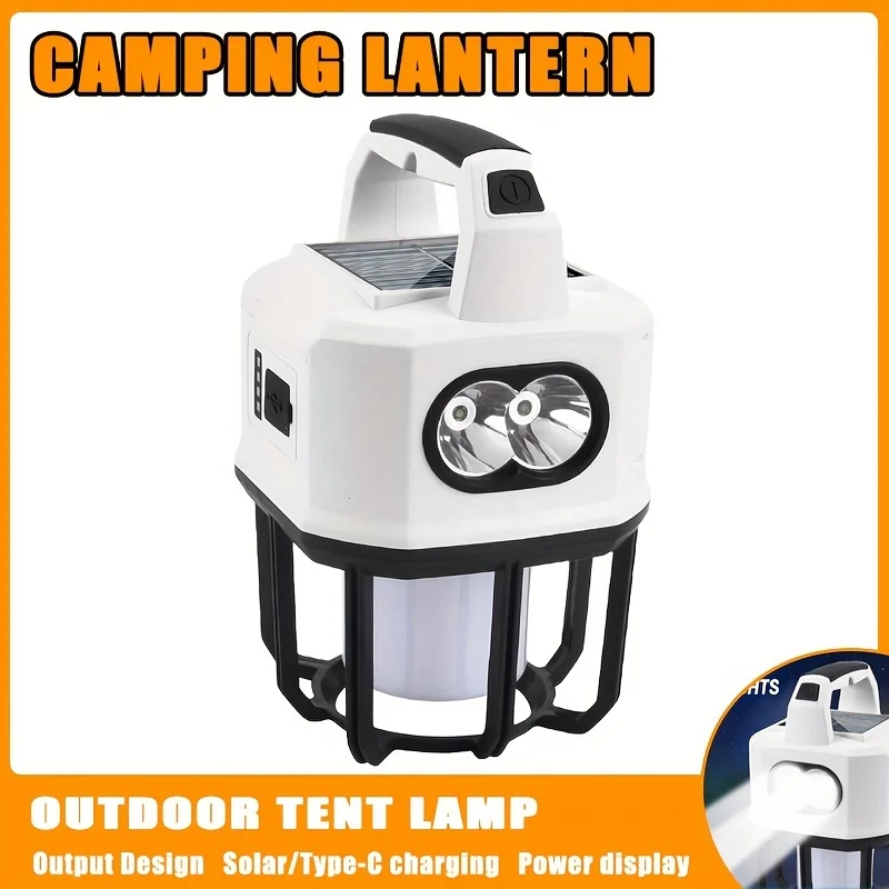 Solar-Powered LED Camping Lantern, Multifunctional High-Intensity Handheld Flashlight, Portable Outdoor Emergency Work Light