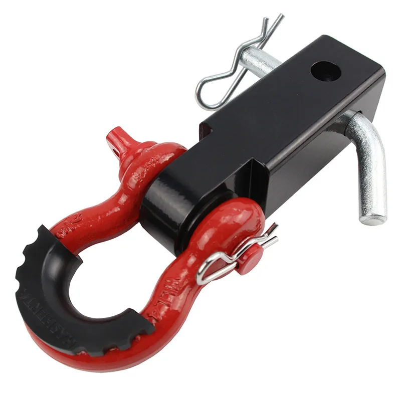 Car modified square mouth solid trailer arm off-road rear rod shackle, traction connector, American trailer U-shaped hook