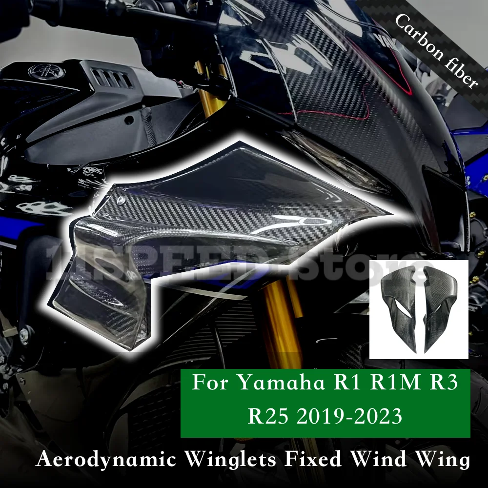 Motorcycle Carbon Fiber Aerodynamic Winglets Fixed Wind Wing R1 R3 R25 Fairing Shell For YAMAHA YZF-R1 YZF-R25 2019-2023 YZF-R3