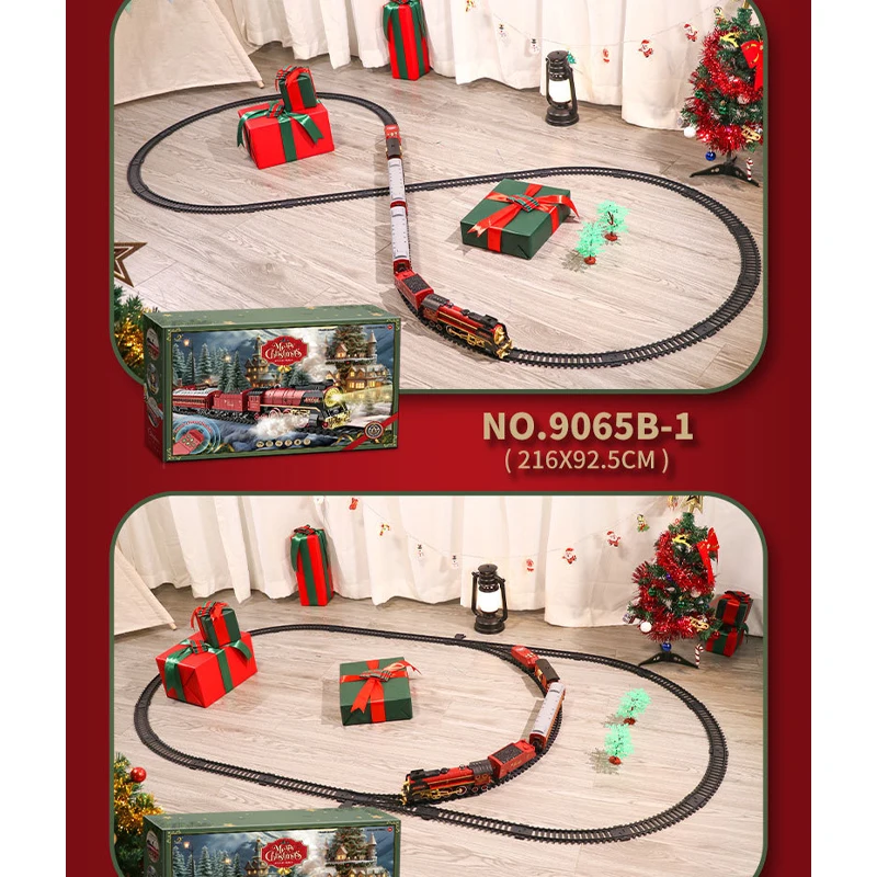 Christmas Series Classical Remote Control Small Train Tracks Electric Steam Track Train Model Lights Children\'s Holiday Gifts