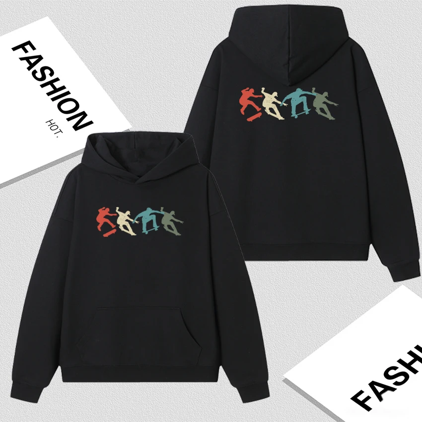 

Ретро скейтборд подарки для скейтбордеров графический свитшот с длинным рукавом для мужчин и женщин флисовые свободные повседневные пуловеры в стиле Харадзюку унисекс