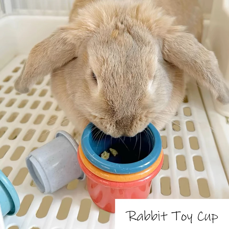 8Pcs Stacking Cups for Rabbits Multi - Colored Reusable Bunny Toys of Different Sizes Plastic Nesting Toys