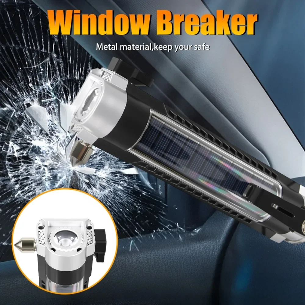 Tragbare Multifunktions-Solar-Arbeitsleuchte Typ C wiederaufladbare Taschenlampe mit Magnet/Haken COB-Lampe Auto-Sicherheitshammer-Laterne