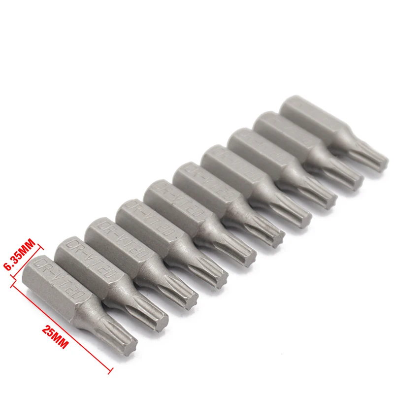 10PCS 25mm 1/4" Torx T20 Screwdriver Bit Set Repair Tools Screwdrivers  Kit Hex Shank Drill Bit For Power Household Hand Tools