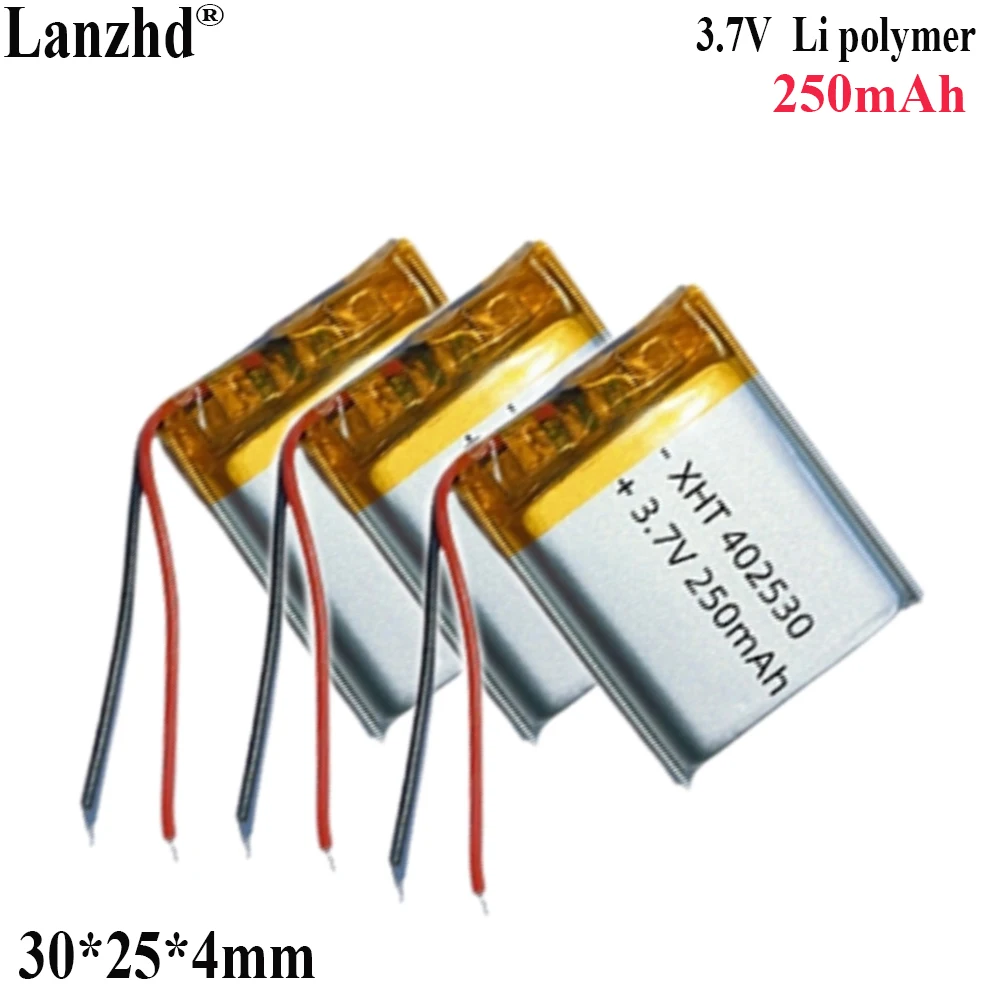 3.7V Li Polymer lithium battery For Electronic weighing instrument Pet water dispenser face steamer battery  250mAh 402530