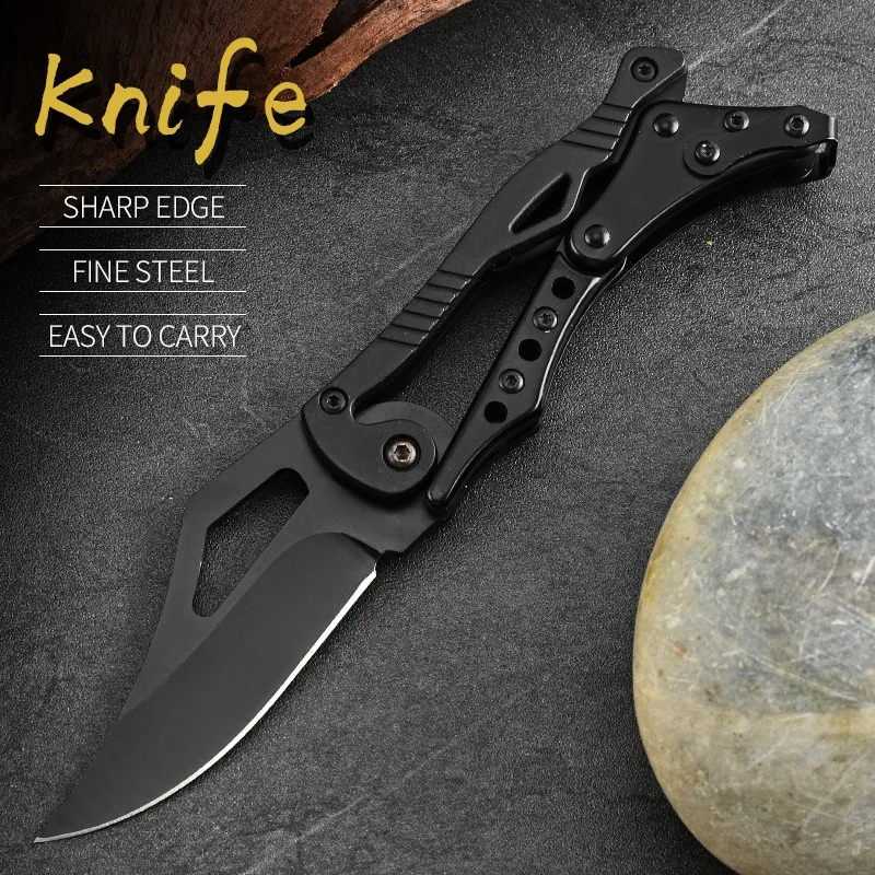 Wiredrawing machine knife high hardness sharp fruit knife stainless steel folding knife outdoor camping portable pocket knife