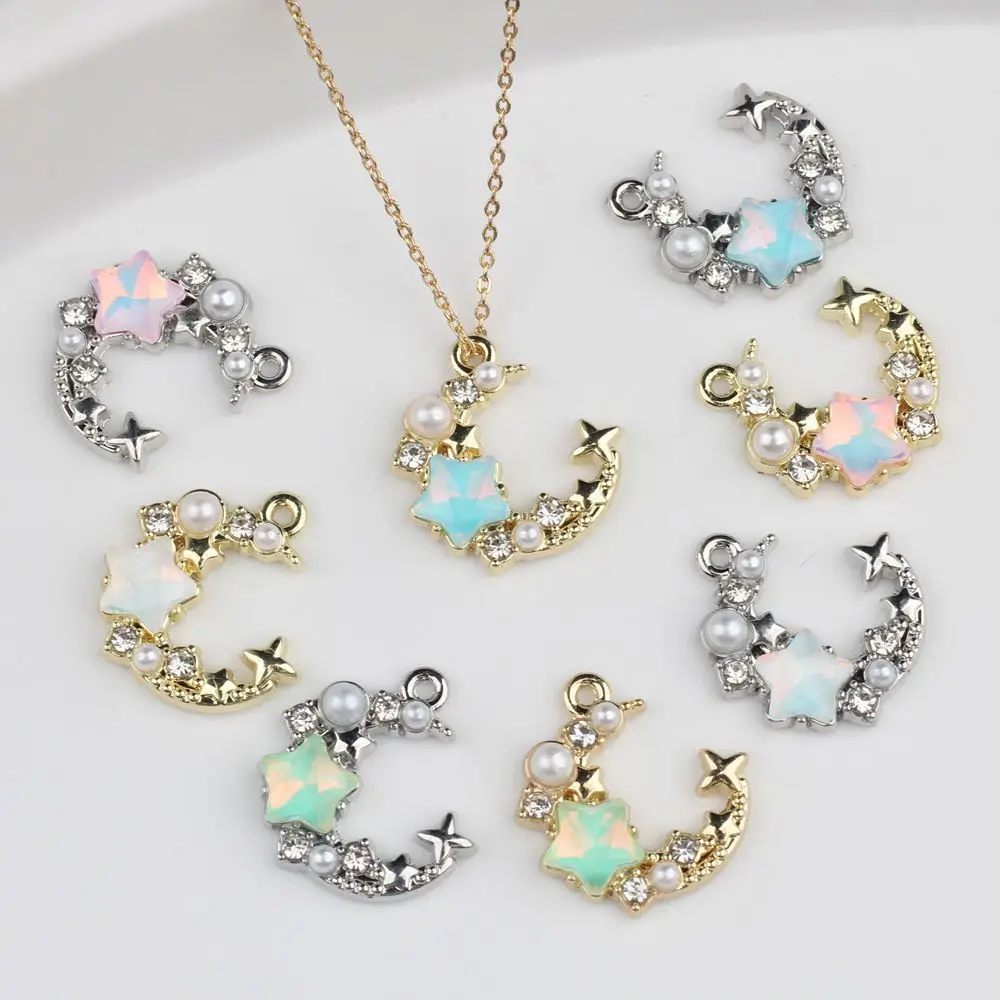 

10 шт., подвески в виде Луны ручной работы, бусины, звезда, серебристый, золотой цвет, ожерелье, серьги, подвески, фурнитура для изготовления ювелирных изделий своими руками