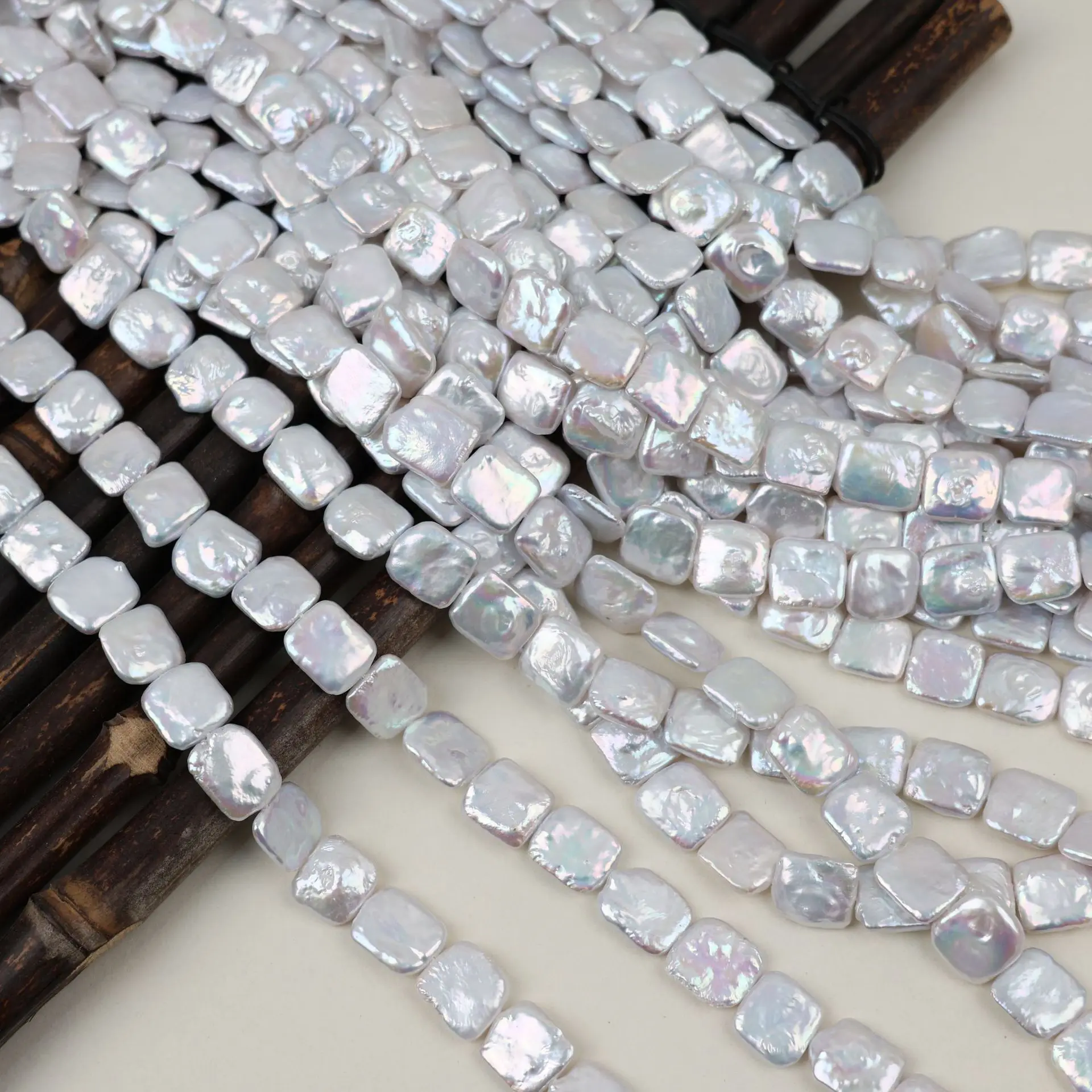

New Bright Freshwater Pearls 12-13mm Square Baroque Pearls Loose Beads for Making DIY Necklace Bracelet Semi-Finished Products
