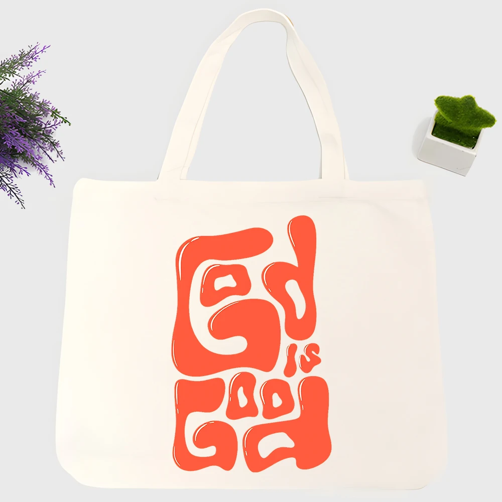 Men's abstract typography canvas tote bag, urban style for daily shopping and casual outings