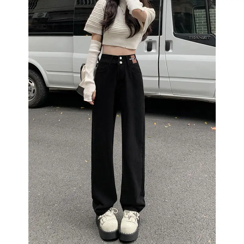 

Oversize Wide Leg Jeans Women's Autumn Winter Slimming Loose Straight Floor-Length Korean Style Trendy High Waist Long Pants