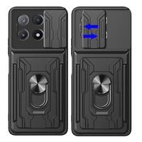 Shockproof Armor Slide Lens Case For Poco X6 Pro 5G Magnetic Card Slot Holder Cover For Pocox6pro Poko Little X6pro X 6 Pro 6X