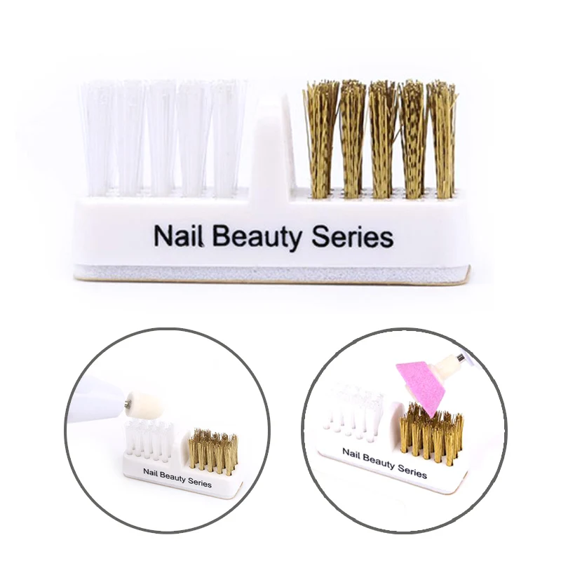 1Pcs Nail Drill Bit Brush Plastic & Copper Wire Clean Brushes Dust Cleaning Nails Accessories Manicure Tools