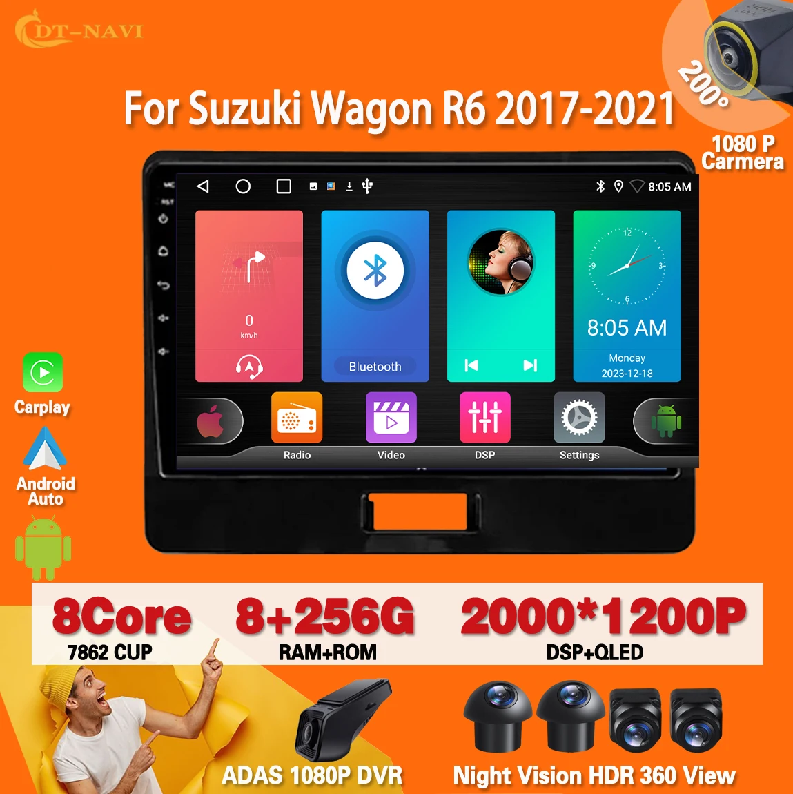 

Android 136 For Suzuki Wagon R6 2017-2021 Auto Radio Stereo Multimedia Player GPS Navigation No 2din DVD 5G wifi BT