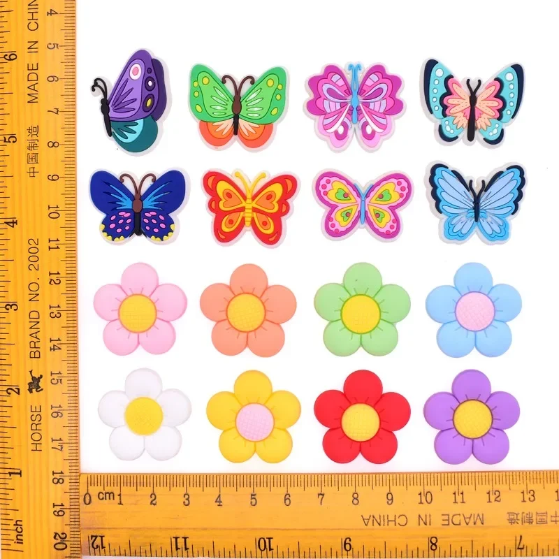 16PCS Silicone Beach Bag Charms Cute Flower Butterfly Decorative Buckle Rubber Storage Basket Insert Charm Beach Bag Accessories