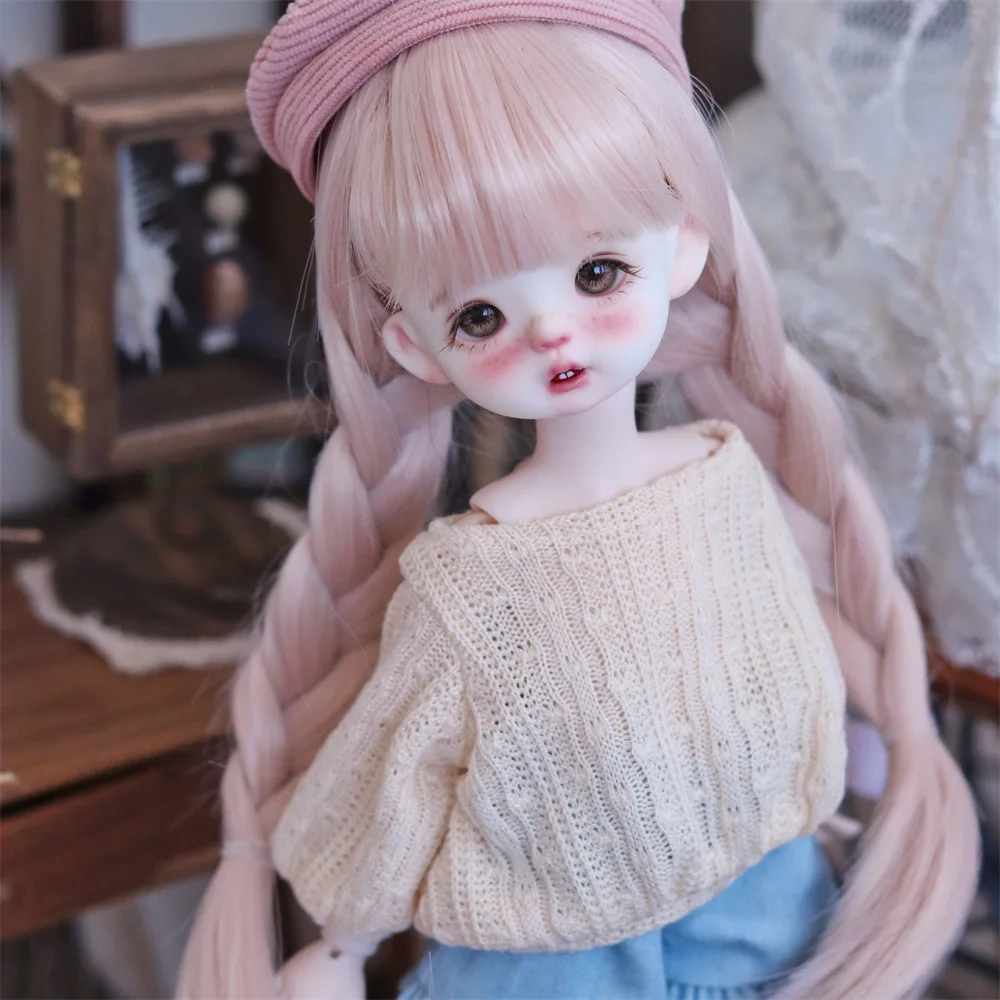 

BJD Doll Hair Wigs 1/6 BJD SD YOSD Doll High-temperature Wire Wigs Double Braid Pink Hair Wigs Doll Accessories