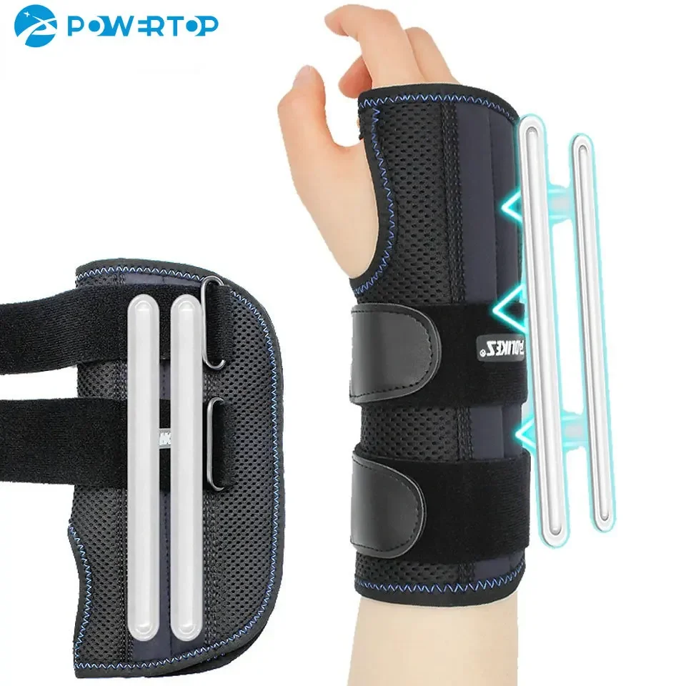 1PCS sport Carpal Tunnel Wrist Brace Support with 2 Straps and Metal Splint Stabilizer - Helps Relieve Tendinitis Arthritis Pain