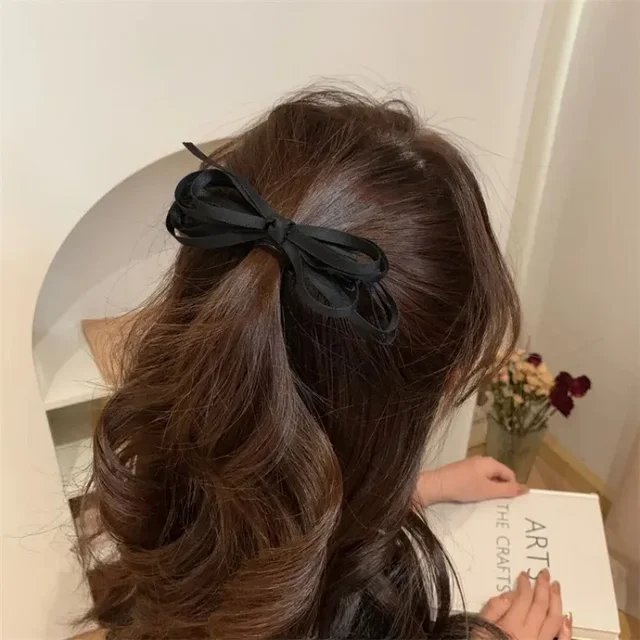Koreański styl czarna wstążka kokardka spinki do włosów Vintage eleganckie słodkie kobiety dziewczęce Barrettes nakrycia głowy dziewczyny damskie akcesoria do stylizacji włosów