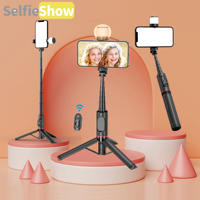Q12s Portable Wireless Bluetooth Phone Telescopic Fill Light Tripod Selfie Stick Stabilizer for Huawei iPhone 13 Android Xiaomi