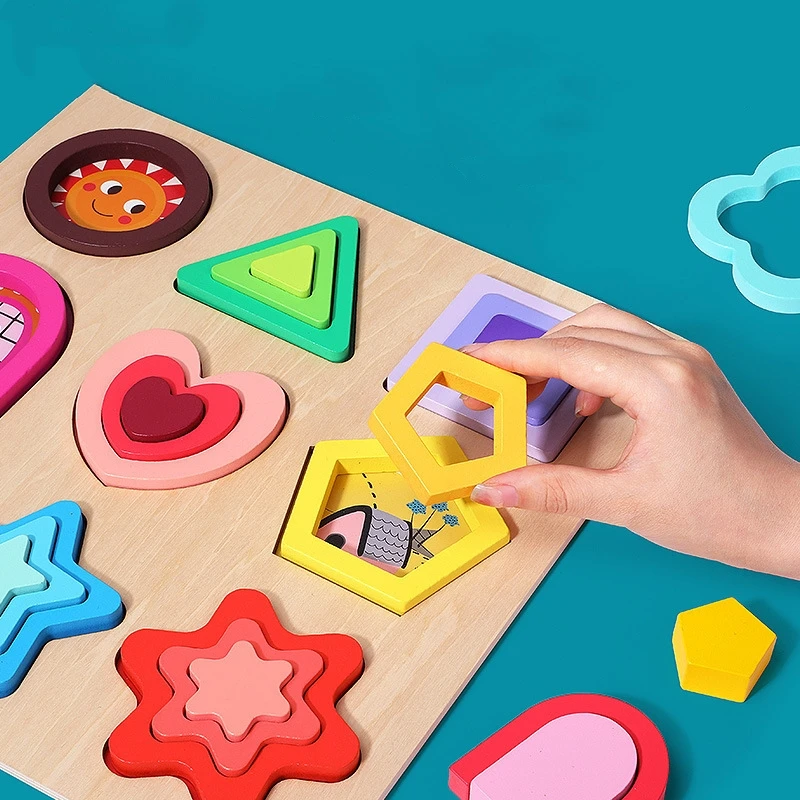 Early Educational Puzzle Toys,Puzzle Board,Geometric Shape,Cognitive Matching Wooden Toys For Babies Gifts