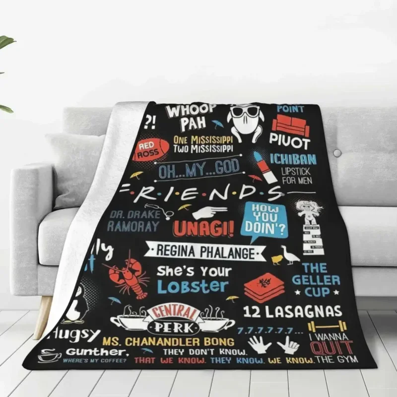 

Friends TV Show Series Cover Flannel Cartoon Central Perk Lightweight Thin Throw Blanket for Bedding Couch Bed Rug