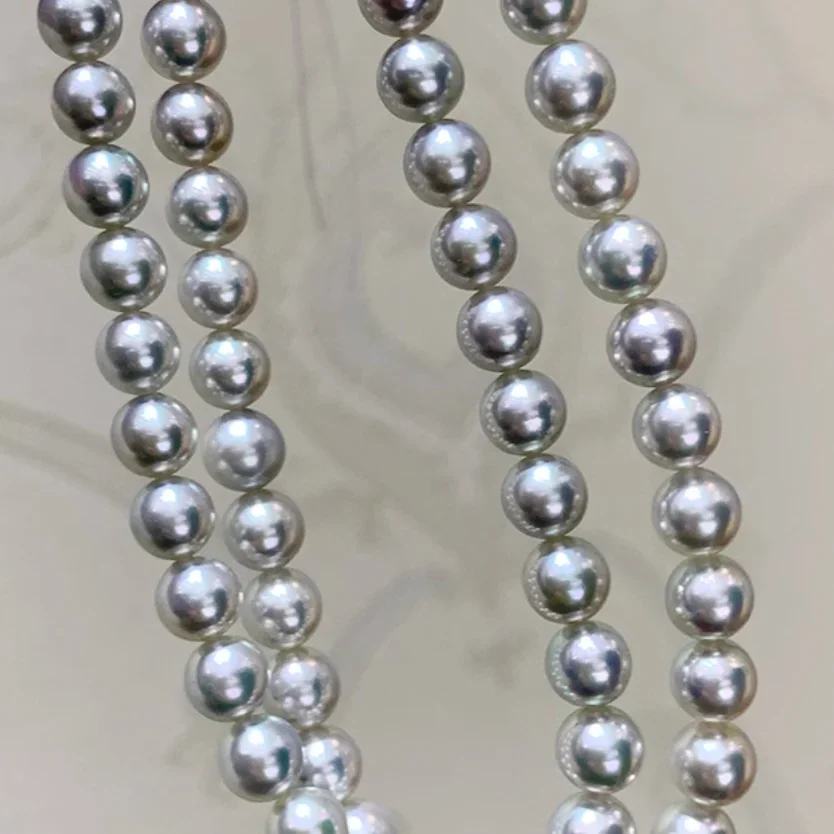 17inch 8-9MM GENUINE NATURAL SEA CULTURED GRAY PEARL NECKLACE