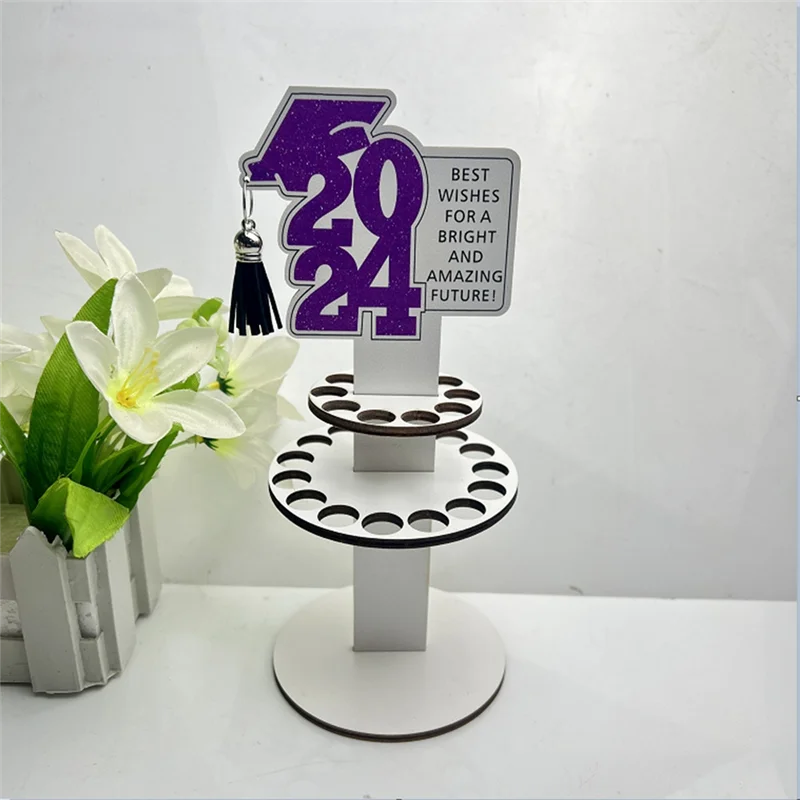 6PCS 2024 ใหม่ของขวัญสําเร็จการศึกษากระเป๋าสตางค์กระเป๋าสตางค์ไม้เครื่องประดับสําหรับตกแต่งโต๊ะเงินผู้ถือเงินสดขอแสดงความยินดีการ์ดติดตั้งง่าย-A22