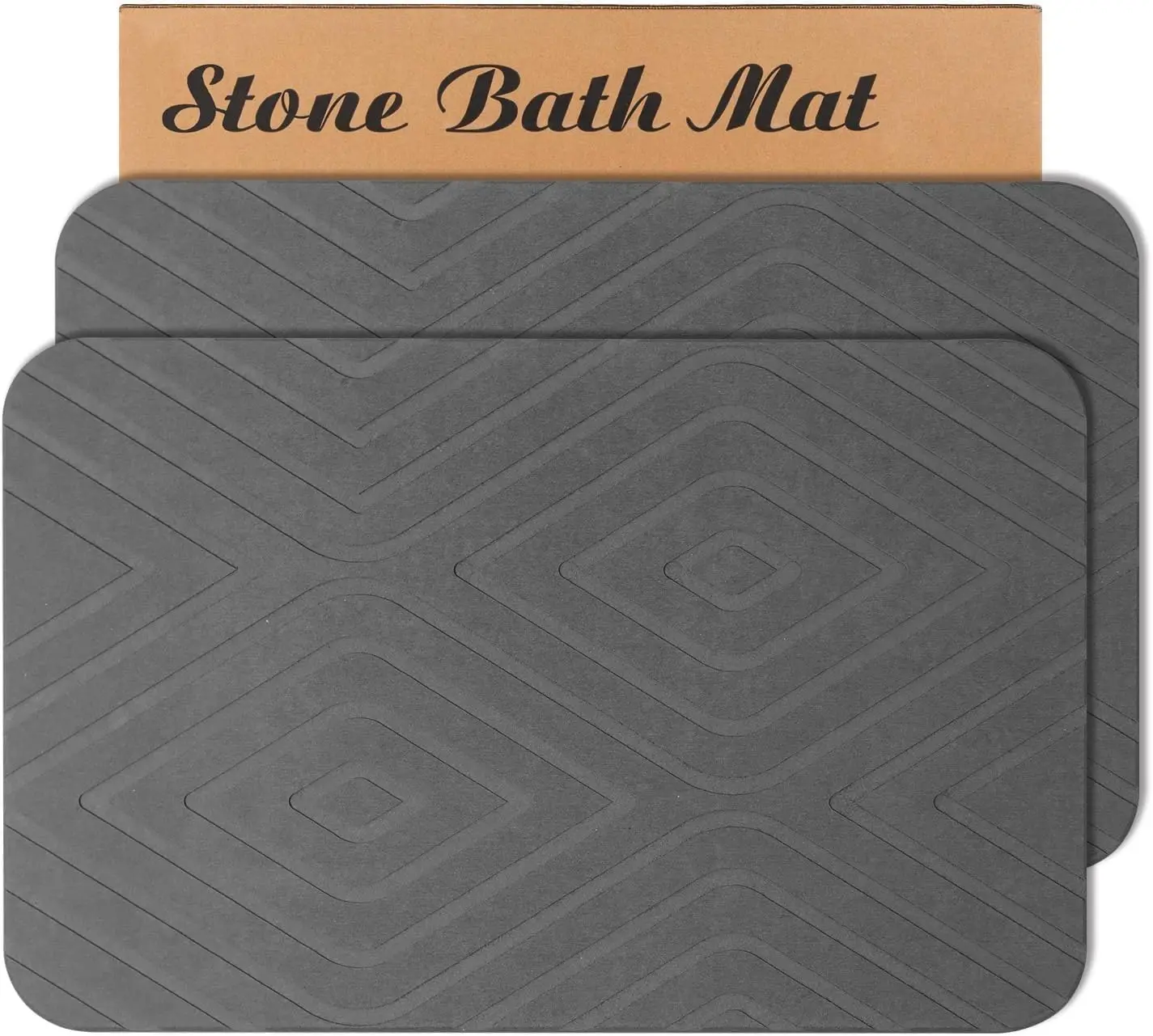 

2-Pack Quick-Dry Bath Mats, Non-Slip Super Absorbent for Shower & Kitchen, Grey 24x15