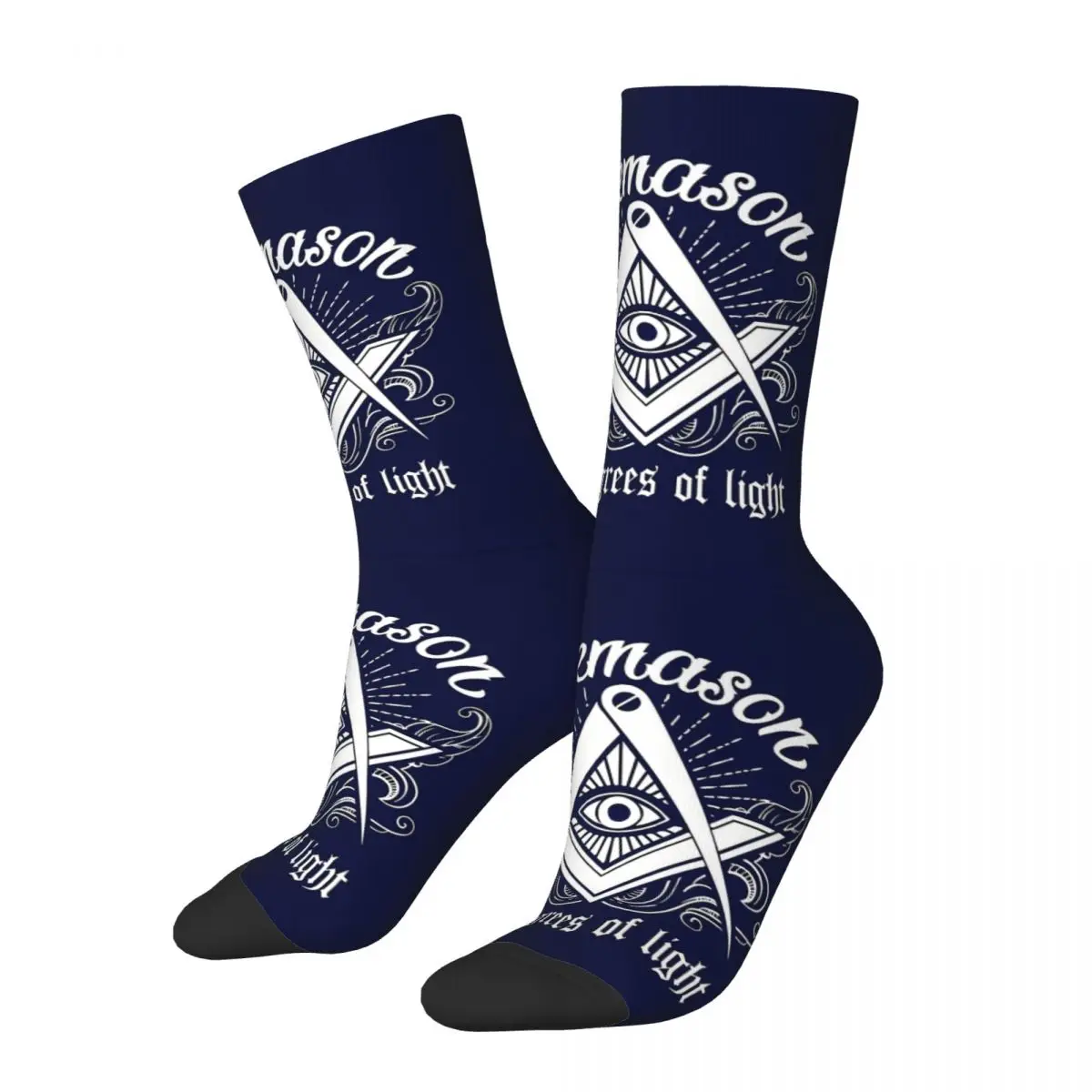 Masonic Lodge 2B1 Ask1 Square Compass Mason Symbol Men's Socks Freemason Unisex Novelty Seamless Printed Crazy Crew Sock Gift