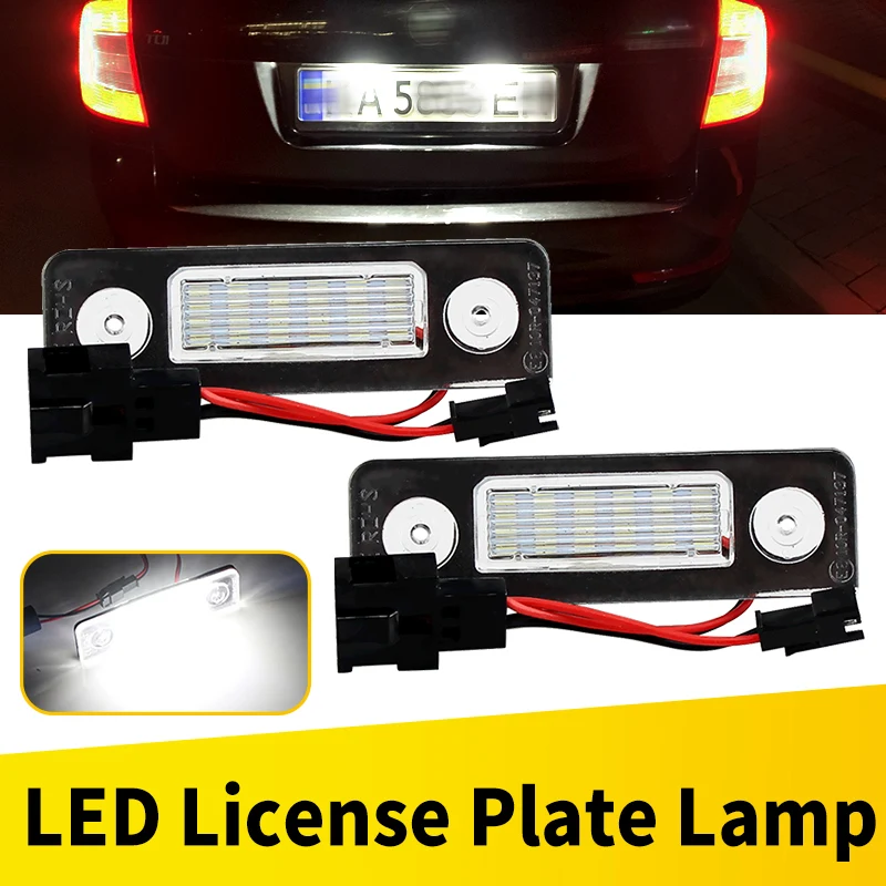 

2Pcs LED License plate lights For Skoda Octavia 2 Facelift Canbus Super Bright White License plate lights Auto parts 1Z0943021