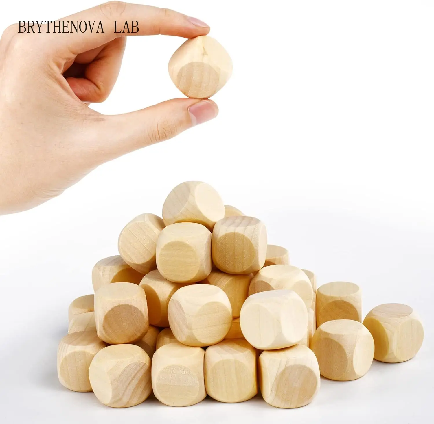 20PCS Blank Wood Dice 1-1/2 inch Unfinished Square Blocks 40mm Wooden Small Cubes with Rounded Corners for Craft Projects