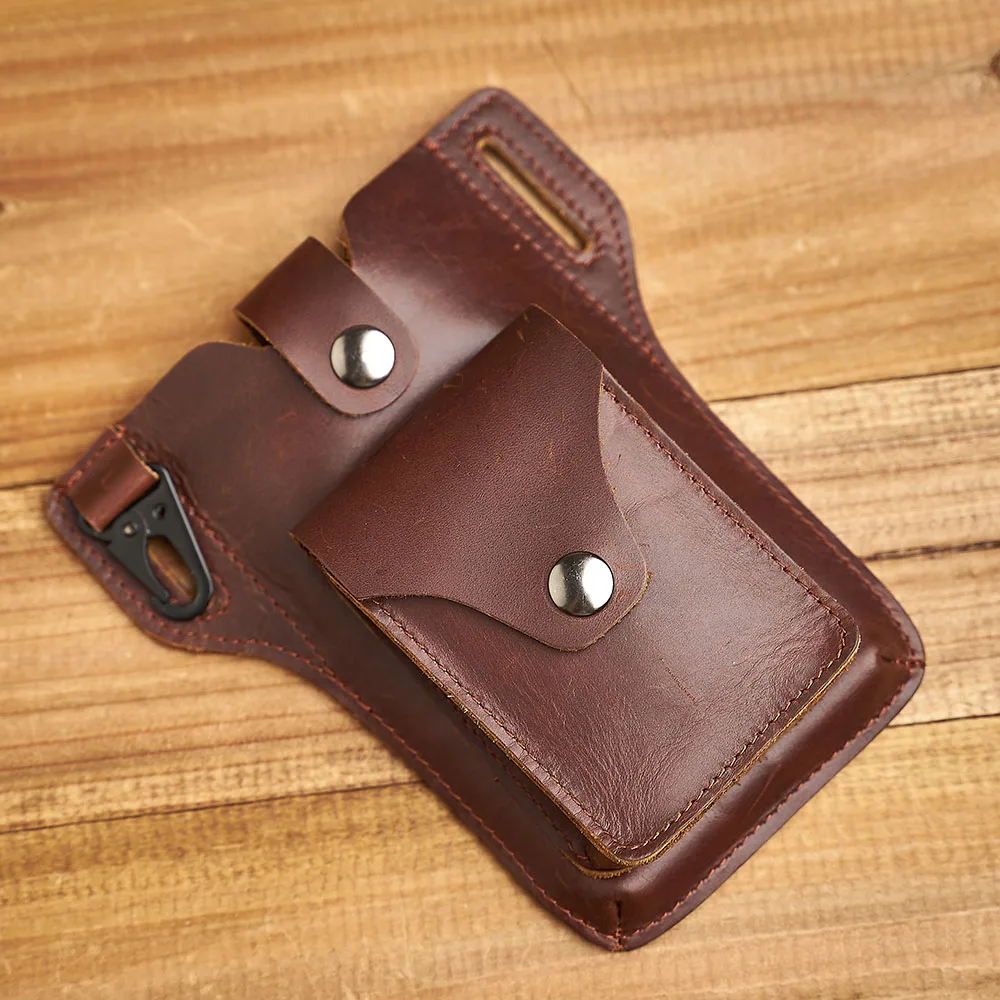 Zrcx saco da cintura do telefone móvel genuineleather cinto saco para o iphone samsung huawei gancho hoop coldre telefone bolsa cintura caso capa