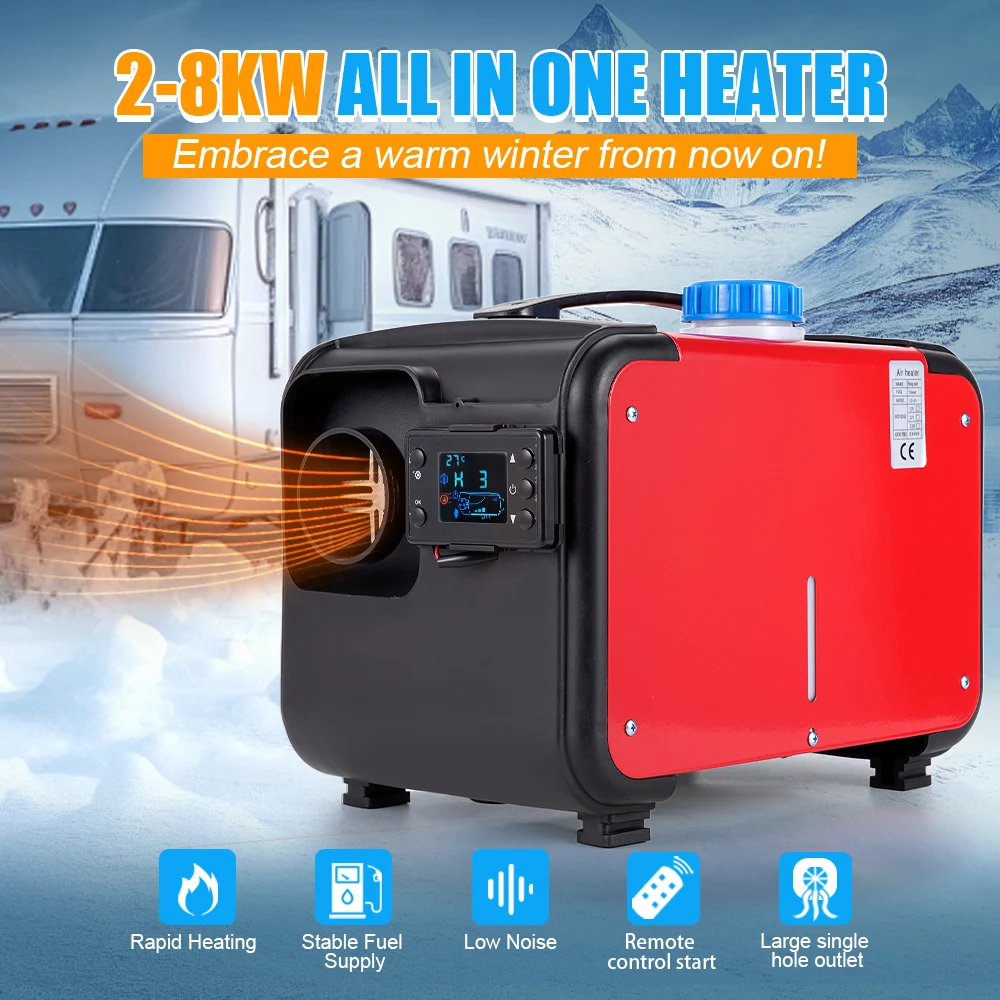 12V 5-8KW All In One  Car Air diesels Heater One Hole For Trucks Homes Boats Bus LCD Key Switch+English Remote