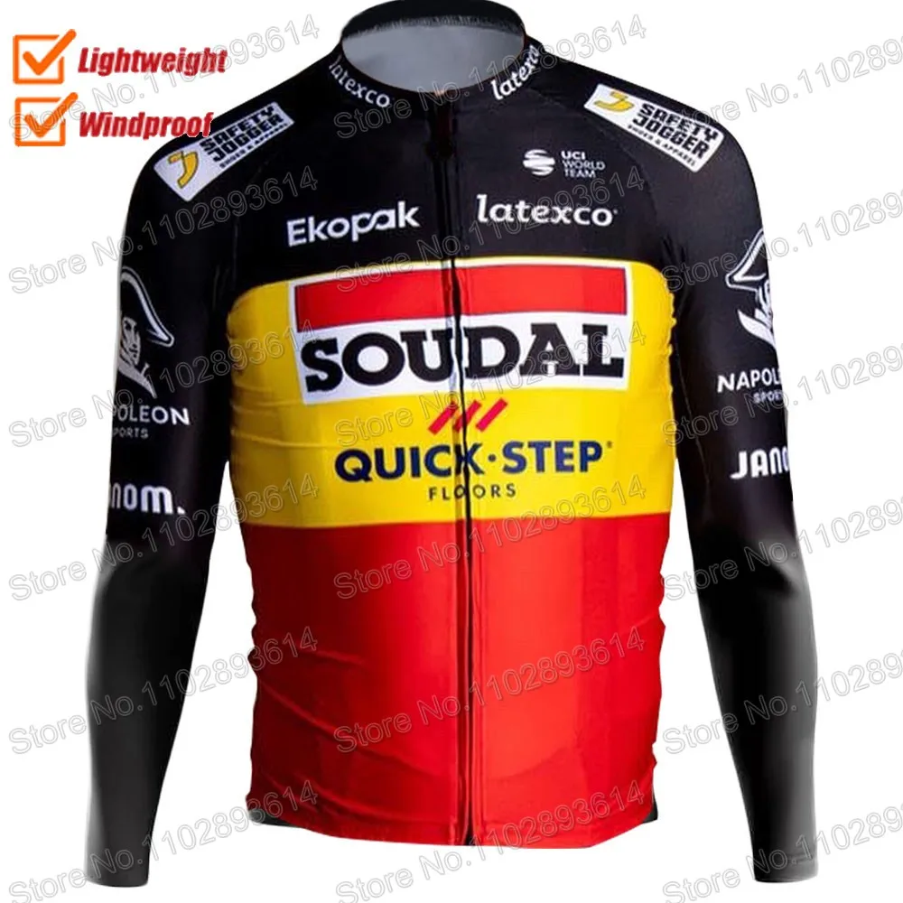 Belgium Soudal Quick Step Team 2023 Wind Vest Mens Cycling Jacket Windproof Cycling Jerseys Long Sleeve aaa MTB Maillot Cyclisme