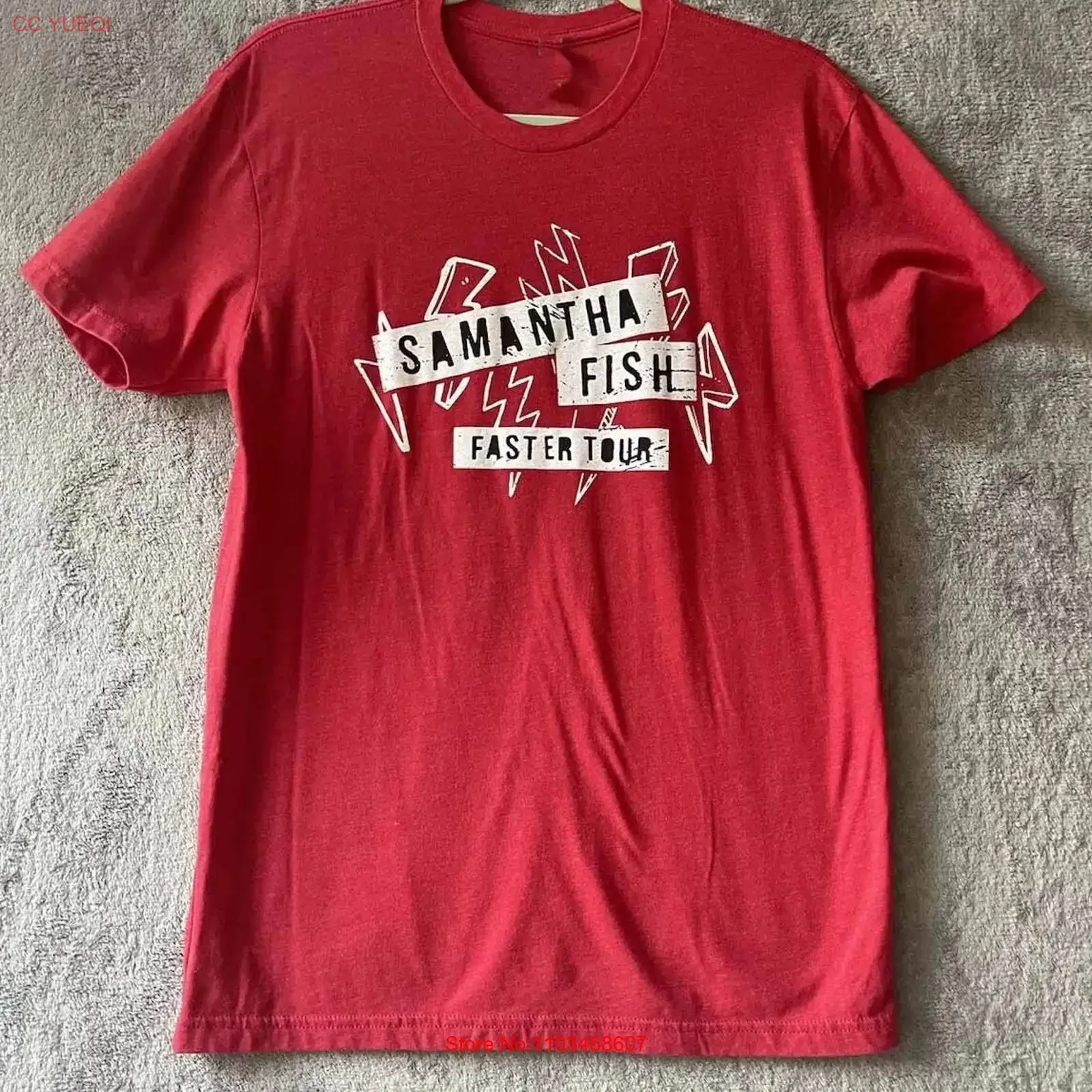 Camiseta Samantha Fish Faster Tour, Roja Clásica, Tallas S-5XL, 1H0539, Estilo Vintage Lavado, Streetwear Versátil, Ligeramente Elástica