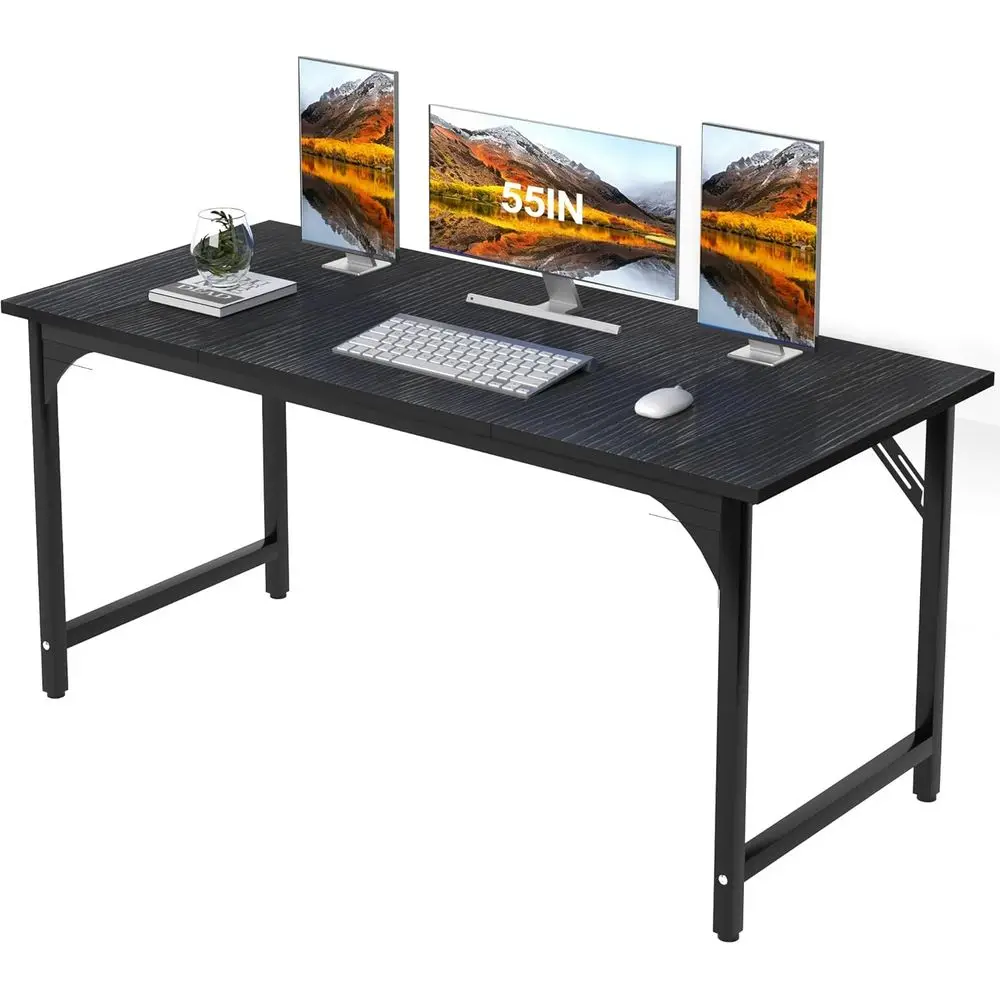 Mesa de Computador com Estrutura Metálica Profunda e Robusta de 23,6 Polegadas, Mesa Espaçosa para Estudo em Casa ou Quarto