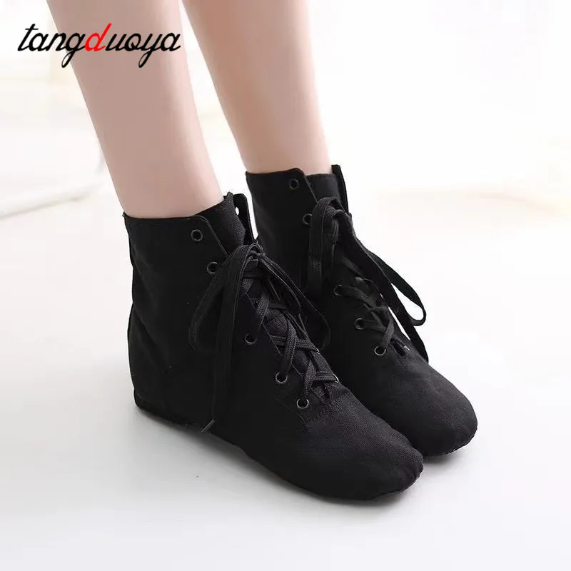 Jazz dance shoes female high-top teacher shoes soft soles male yoga performance canvas dance shoes national style jazz boots Kid