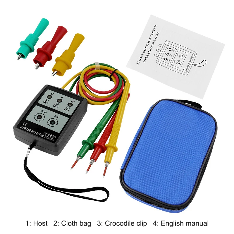 3 Phase Alternating Current Phase Meter Phase Detector Rotation Tester Phase Indicator Digital Phase-order Indicator